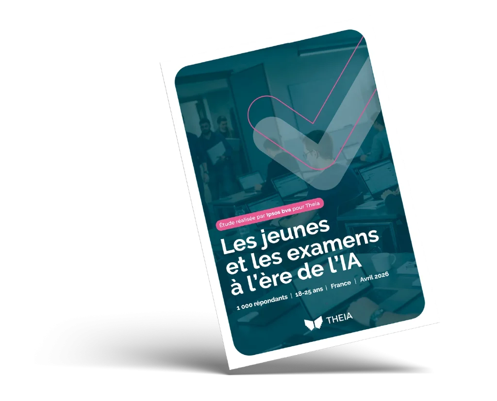 Couverture de l'étude complète réalisée par Ipsos bva en 2026 pour Theia portant sur : les jeunes et les examens à l'ère de l'intelligence artificielle.
